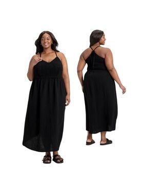 Universal Thread Black Crochet detail on top Maxi Dress NWT